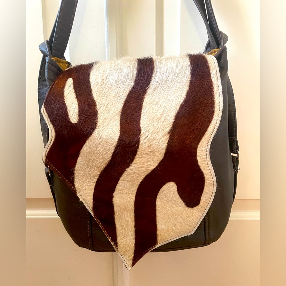 Leather and Calfhair Purse Convertible Backpack One of a Kind LUXE